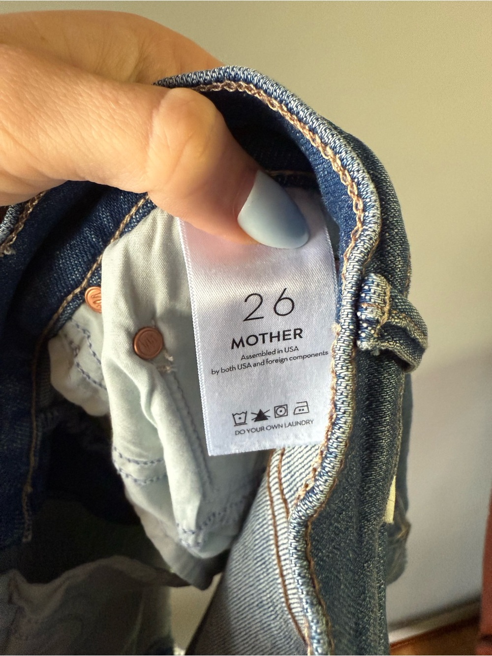 MOTHER -the easy does it Frayed Hem Shorts - Blue - Picture 5 of 5